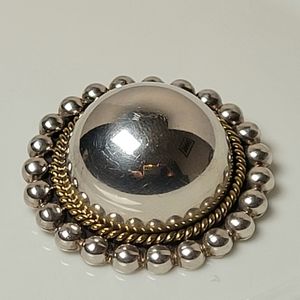Vintage LATON Mexico 925 Brooch - Sterling Silver Round Pin